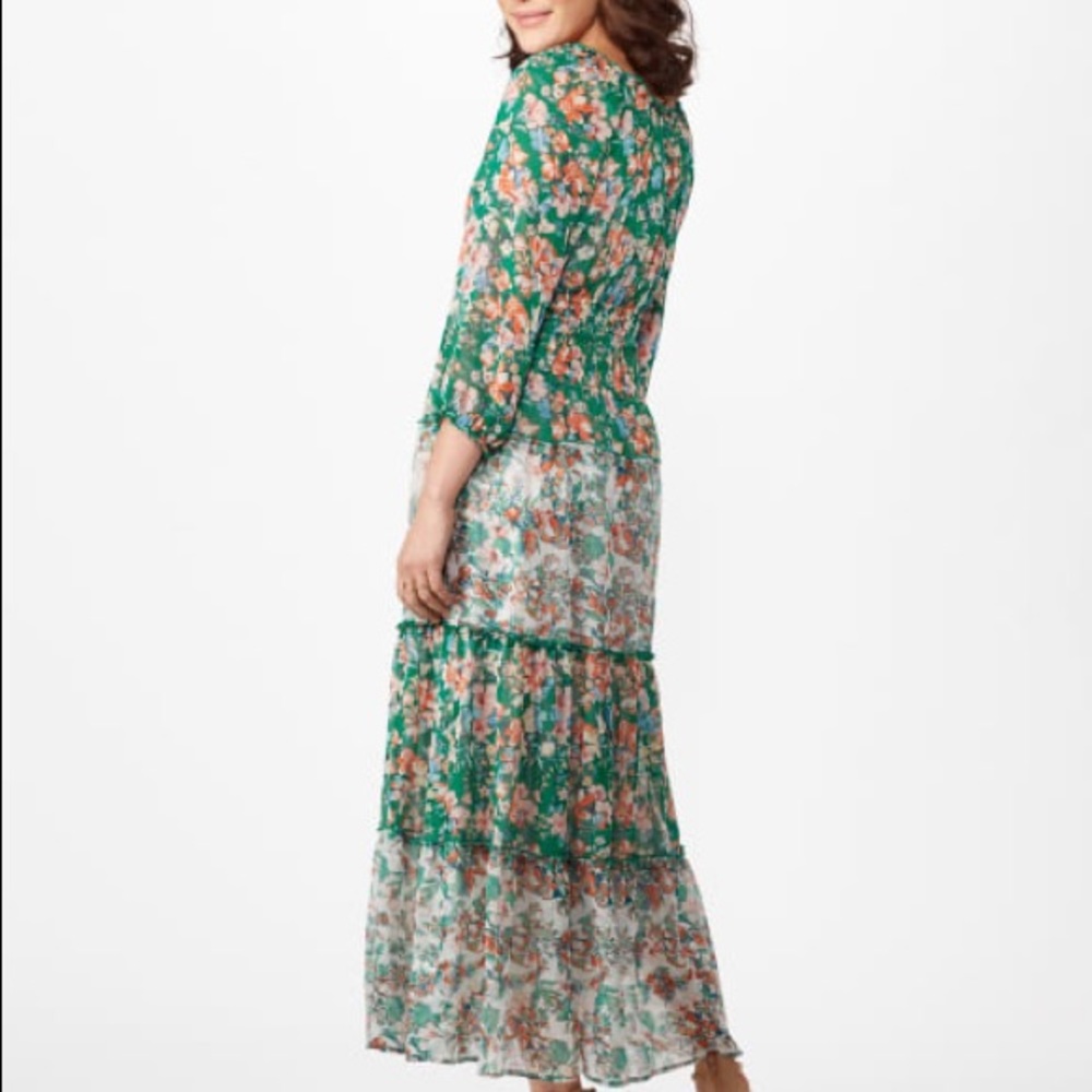 Green floral peasant dress